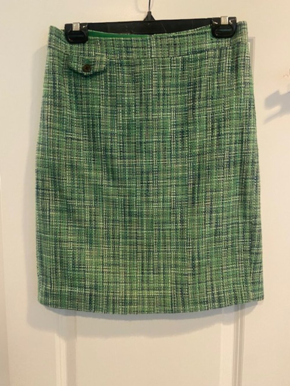 Vintage J.Crew No.‎ 2 Pencil Skirt Green Blue White Black Tweed- Size 2
